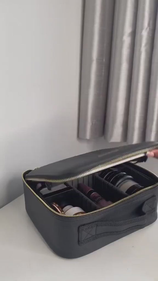 ESTUCHE ORGANIZADOR DE MAQUILLAJE CON ESPEJO LED
